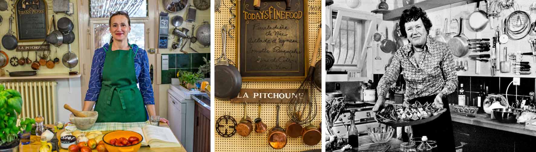 Julia Child's Provence Kitchen with Julia Moskin (left) and Julia Child (right)